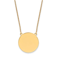 14k Plain .027 Gauge Circular Engravable Disc 18in Necklace