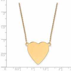 14k Plain .018 Gauge Heart Engravable Disc 18in Necklace - 2