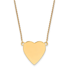 14k Plain .018 Gauge Heart Engravable Disc 18in Necklace - 2