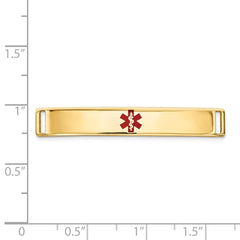 14K 35x6mm Centered Red Epoxy Enameled Medical ID Plate # 818