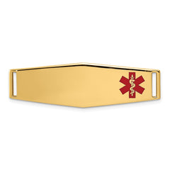 14K 39x13mm Off-Center Red Epoxy Enameled Soft Diamond Shape Medical ID Plate # 820