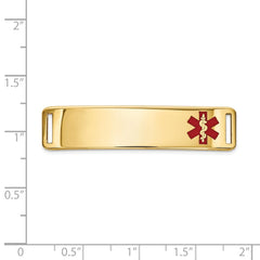 14K 39x10mm Off-Center Red Epoxy Enameled Medical ID Plate # 820