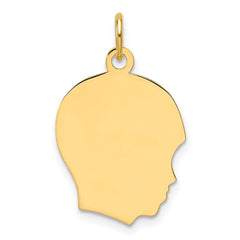 14k Plain Medium .009 Gauge Facing Right Engravable Boy Head Charm - 4