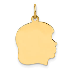 14k Plain Medium .011 Gauge Facing Right Engravable Girl Head Charm - 4