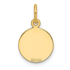14k Plain .011 Gauge Circular Engravable Disc Charm - 2