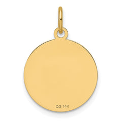 14k Plain .013 Gauge Engravable Round Disc Charm - 2
