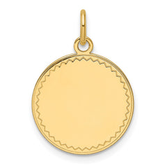 14k Plain .011 Gauge Engravable Round Disc Charm