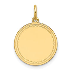 14k Plain .011 Gauge Engravable Round Disc Charm - 2