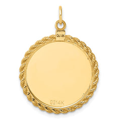 14k Plain .013 Gauge Circular Engravable Disc with Rope Charm - 5
