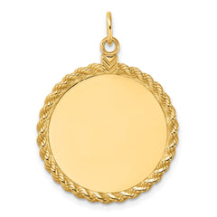 14k Plain .013 Gauge Circular Engravable Disc with Rope Charm - 5