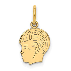 14k .011 Depth Engravable Boy Head Charm - 3