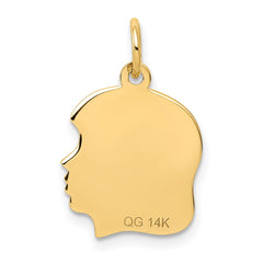 14k .011 Depth Engravable Girl Head Charm - 2