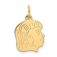 14k .011 Depth Engravable Girl Head Charm - 2
