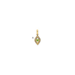 14K Family Jewelry Synthetic Stone & Diamond Set Pendant - 6