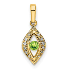14K Family Jewelry Synthetic Stone & Diamond Set Pendant - 6