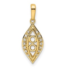 14K Family Jewelry Diamond Semi-Set Pendant - 13