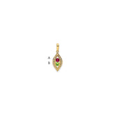 14K Family Jewelry Synthetic Stone & Diamond Set Pendant - 7