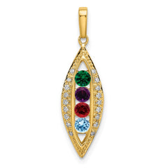 14K Family Jewelry Genuine Stone & Diamond Set Pendant - 3