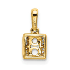 14K Family Jewelry Synthetic Stone & Diamond Set Pendant - 15