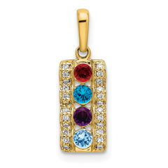 14K Family Jewelry Geniune Stone & Diamond Set Pendant - 6