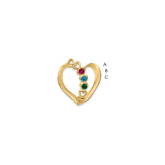 14k Polished 3-Stone Mothers Heart Slide Mounting