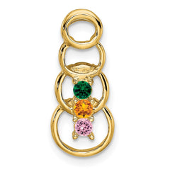 14k 3 Synthetic Stone Family Pendant - 4