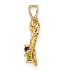 14k 2 Synthetic Stone Family Pendant - 3