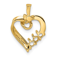 14k 3 Stone Family Pendant Mounting - 3