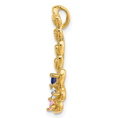 14k 3 Synthetic Stone Family Pendant - 3