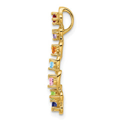 14k 7 Genuine Stone Family Pendant - 3