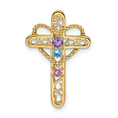 14k Synthetic Diamond Family Jewelry Pendant - 4