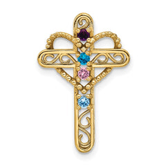 14k Polished Filigree 4-Stone Mothers Cross Pendant Mounting