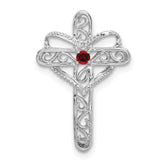 14k White Gold Genuine Mother's Cross Pendant - 2