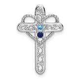 14k White Gold Genuine Mother's Cross Pendant - 3
