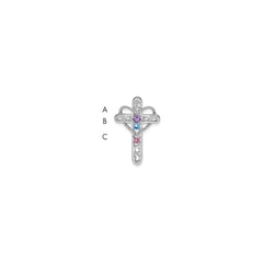 14k White Gold Synthetic Mother's Cross Pendant - 6