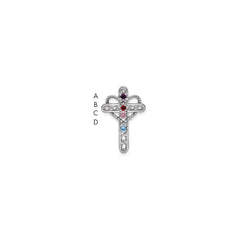 14k White Gold Synthetic Mother's Cross Pendant - 3