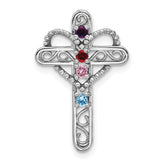 14k White Gold Synthetic Mother's Cross Pendant - 3