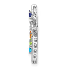 14k White Gold Genuine Mother's Cross Pendant - 5