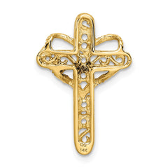 14k White Gold Genuine Mother's Cross Pendant - 5