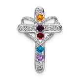 14k White Gold Genuine Mother's Cross Pendant - 5