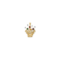 14k 2mm Synthetic AA Diamond Family Jewelry Pendant - 2