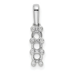 14K White Gold Family Jewelry Synthetic Stone & Diamond Set Pendant - 15