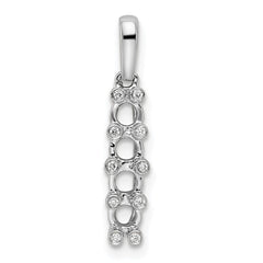 14K White Gold Family Jewelry Genuine Stone & Diamond Set Pendant - 15