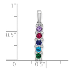 14K White Gold Family Jewelry Synthetic Stone & Diamond Set Pendant - 4