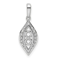 14K White Gold Family Jewelry Diamond Semi-Set Pendant - 14