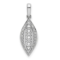 14K White Gold Family Jewelry Diamond Semi-Set Pendant - 4