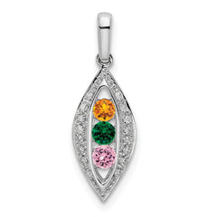 14KW Family Jewelry Synthetic Stone & Diamond Set Pendant - 2