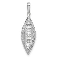 14K White Gold Family Jewelry Diamond Semi-Set Pendant - 15