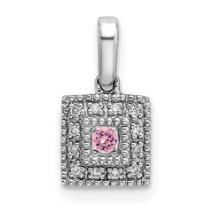14K White Gold Family Jewelry Genuine Stone & Diamond Set Pendant - 16