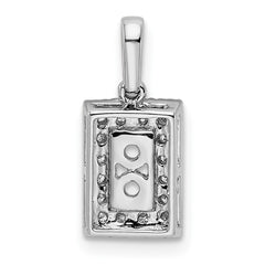 14K White Gold Family Jewelry Genuine Stone & Diamond Set Pendant - 10